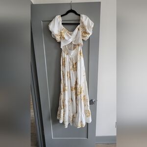 H&M White and Gold Floral Dress